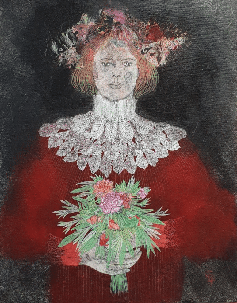 Cecile Duchene portrait roux peinture sur toile