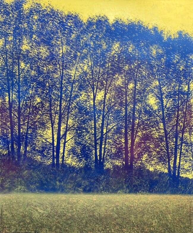 VARIATION EN JAUNE ET BLEU150x125cm_de l'artiste Benoit Trimborn