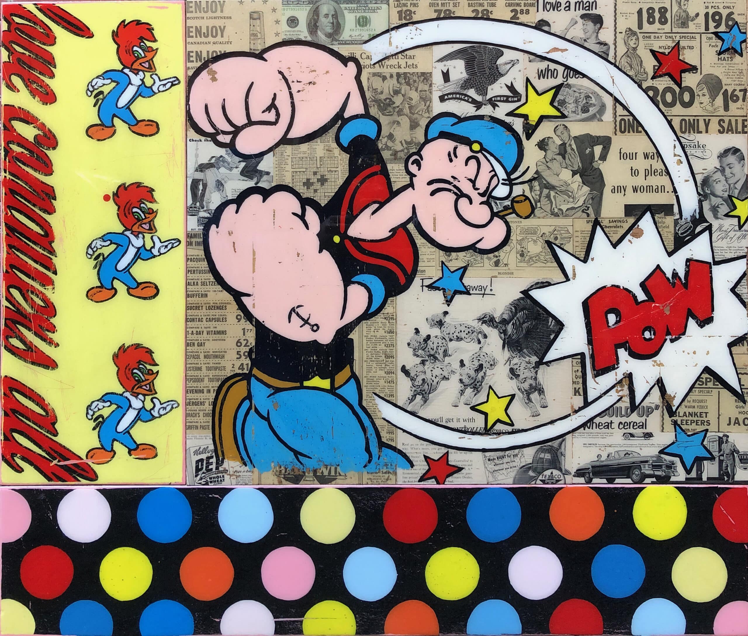 peinture technique mixte de l'artiste Joseph popeye love conquers all