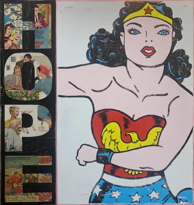 peinture technique mixte de l'artiste Joseph hope wonder woman