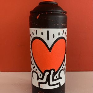 bombe coeur blanc Keith Haring